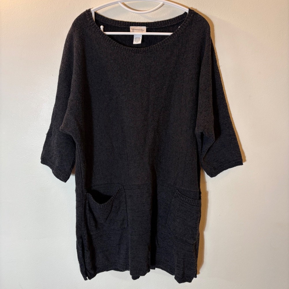 Soft Surroundings Black Knit Tunic‎ Sweater Size L/XL